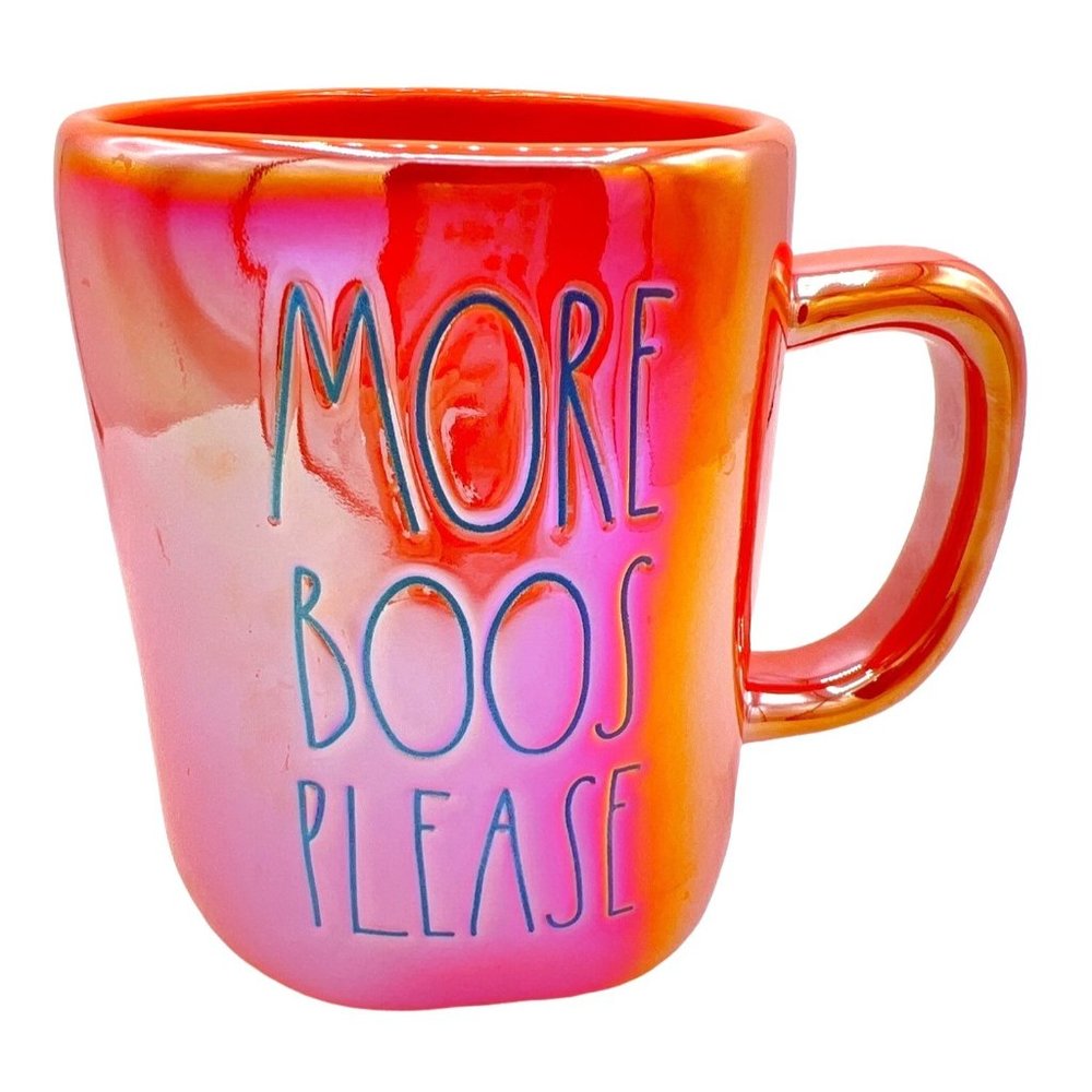 New Rae Dunn Iridescent Double Sided "More Boos Please" Pumpkin Face Halloween M